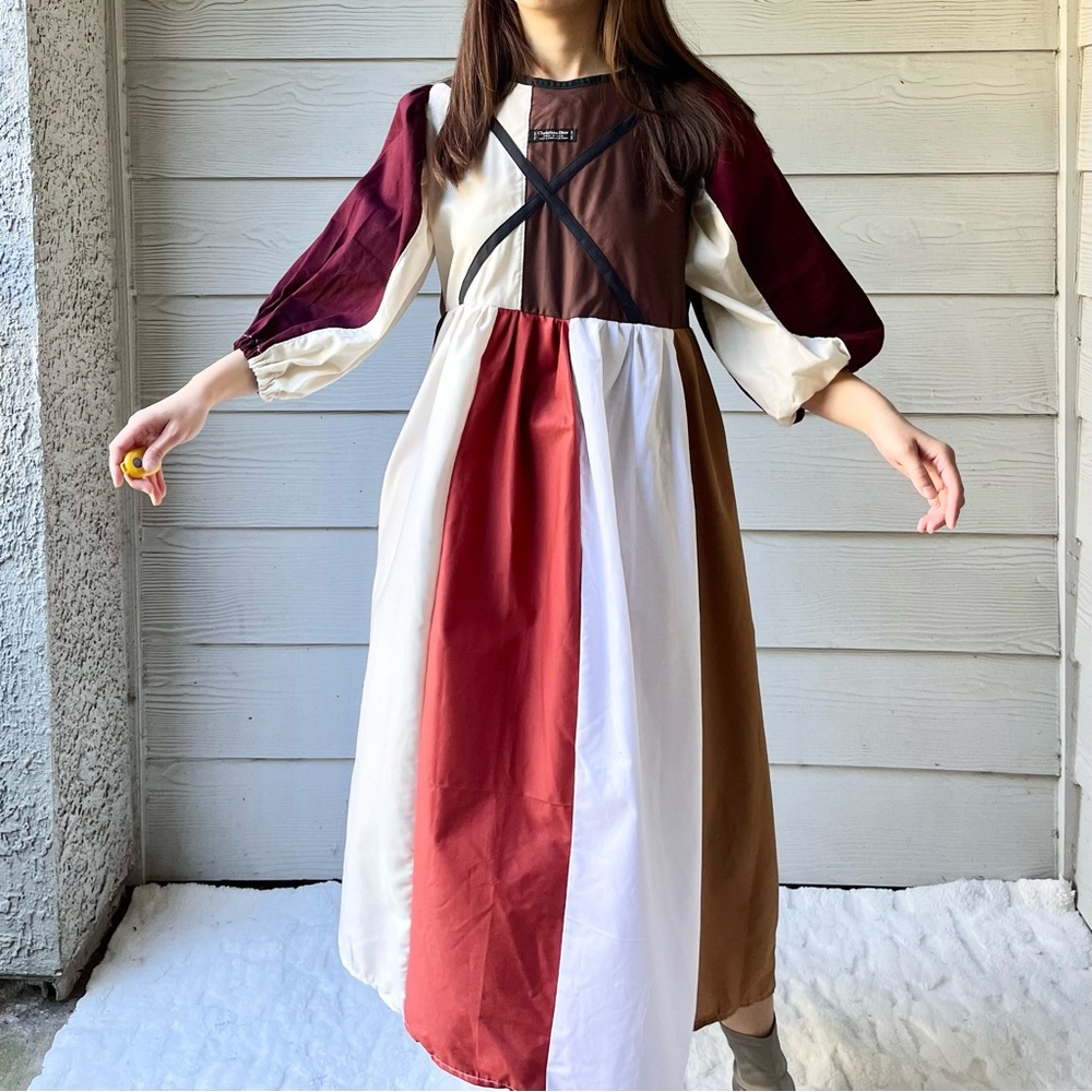 Handmade Upcycled Vintage Christian Dior Puff Sleeve Quilted Dress SKU 10171 - Picture 4 of 16